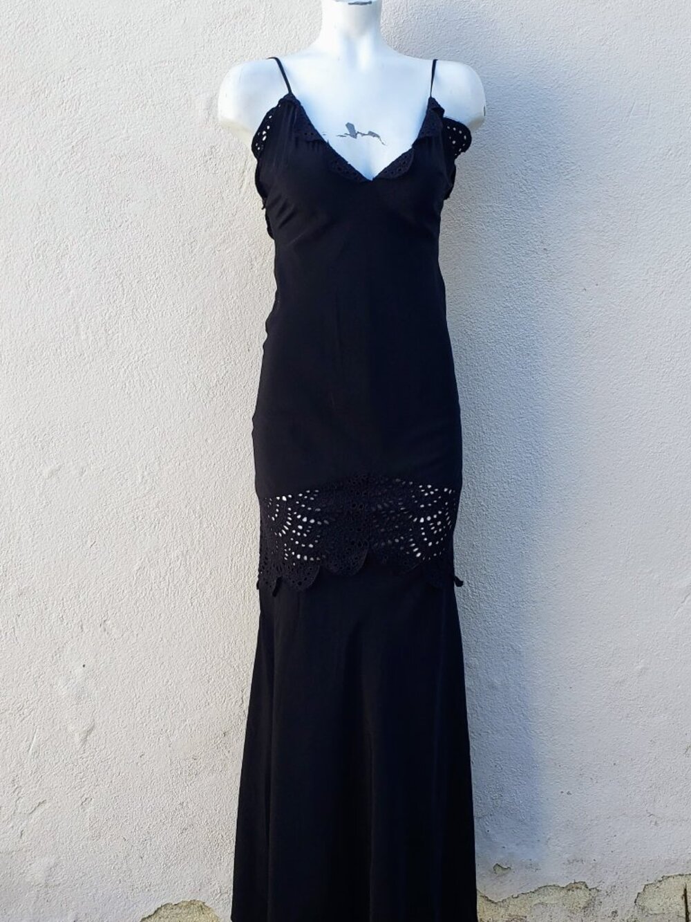 NWT The Jet Set Diaries maxi plunging dress with scalloped eyelet lace